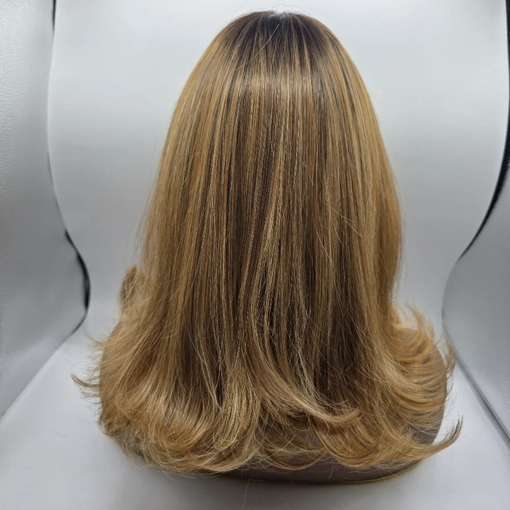 Nels Wigs Ayla Brown & Dirty Blonde Monofilament Shoulder Length Wig - Picture 9 of 16
